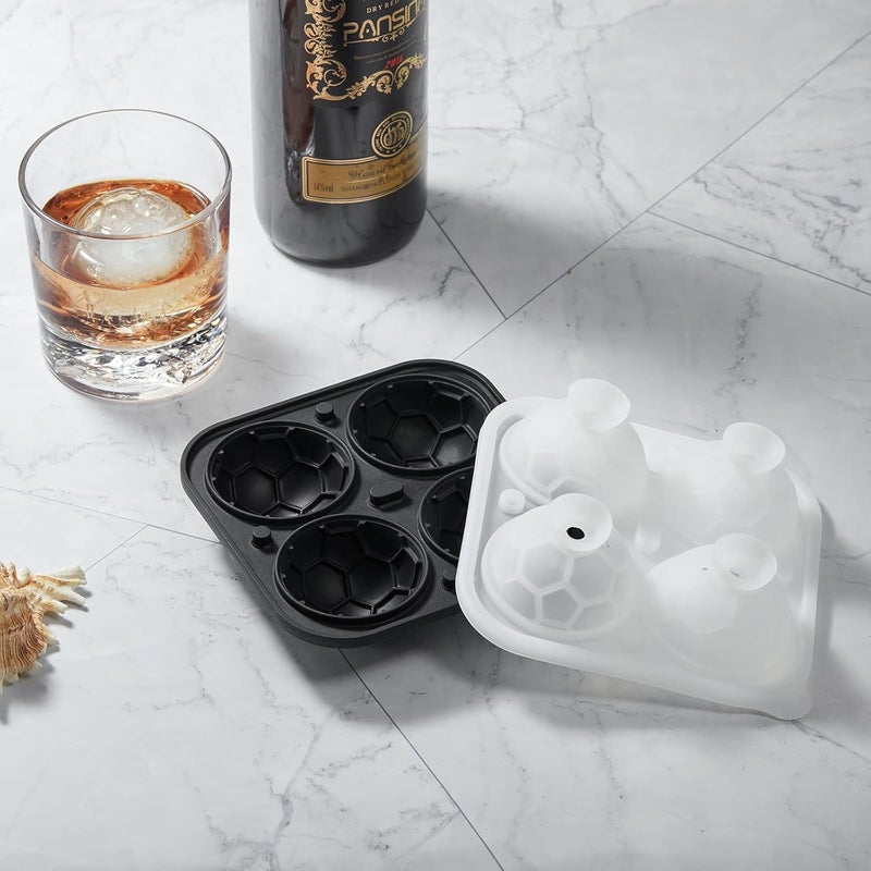 ACOOKEE Silicone Soccer Ball Ice Cube Mold Fun Shapes, Novelty Soccer Gifts, 2.2" Large Craft Round Sphere Ice Ball Molds For Game Day, Whiskey, Cocktails, Bourbon - Image 3